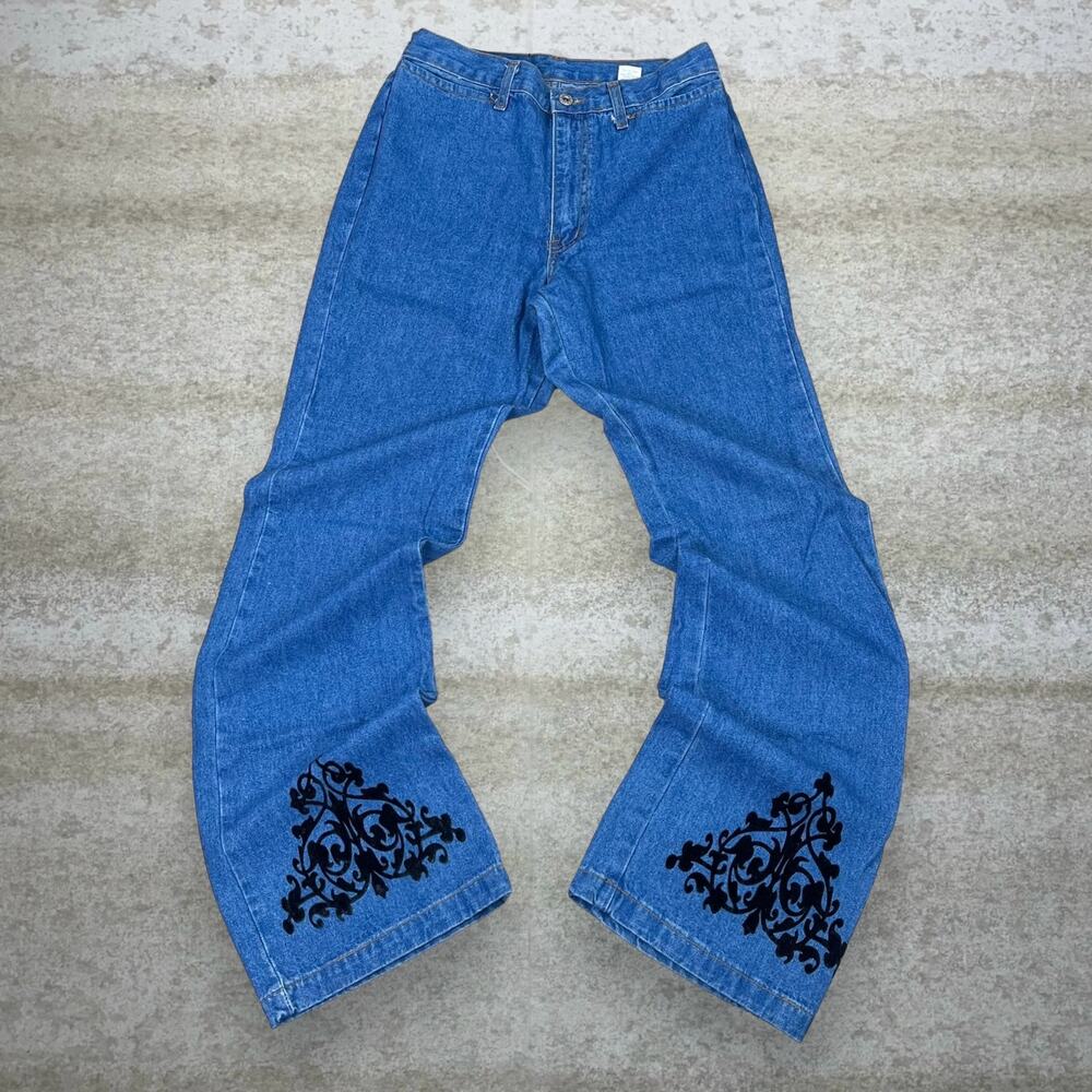 Vintage 90s Boom Boom Jeans 28x34 Flared Fit Bell Bottom Medium Wash Made in USA